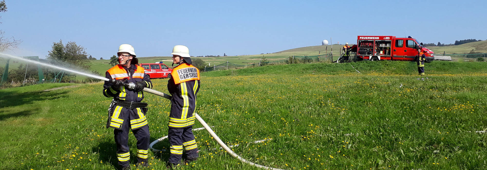 Feuerwehr Übung der Freiwilligen Feuerwehr Schachen